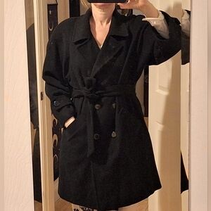 Vintage Regency Cashmere | Black Robe-Style Coat